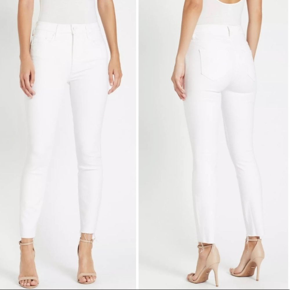 Mother High Waisted Looker Ankle Fray Fairest of Them All White Skinny Jean 28